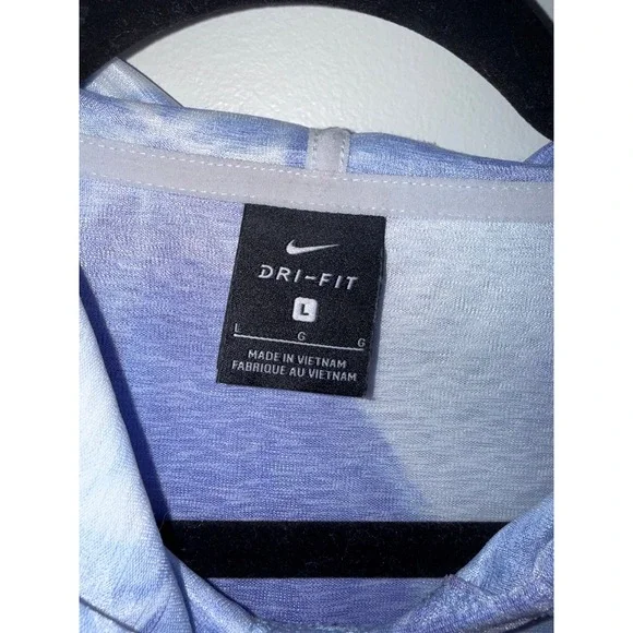 Nike Dri-FIT Mens Large Blue White Tie Dye Hoodie Sweatshirt Swoosh Logo - Picture 3 of 7